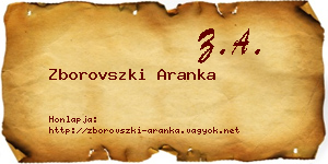 Zborovszki Aranka névjegykártya